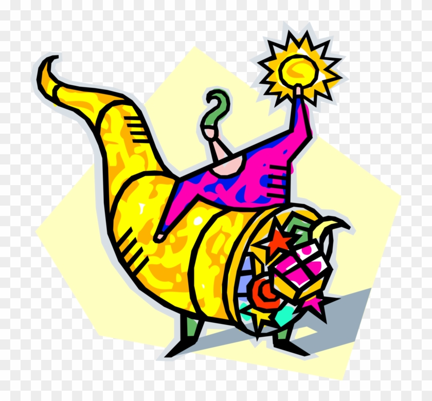 Vector Illustration Of Cornucopia Horn Of Plenty Overflowing - Vector Illustration Of Cornucopia Horn Of Plenty Overflowing #362676