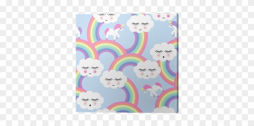 Seamless Pattern With Smiling Sleeping Clouds And Rainbows - Fundo Nuvem E Arco Iris #363164