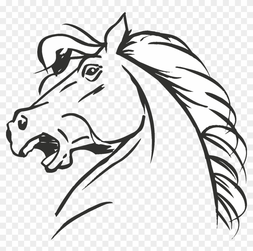 12 Horse Head Black And White Vectors [eps File] - Wall Decal #364826