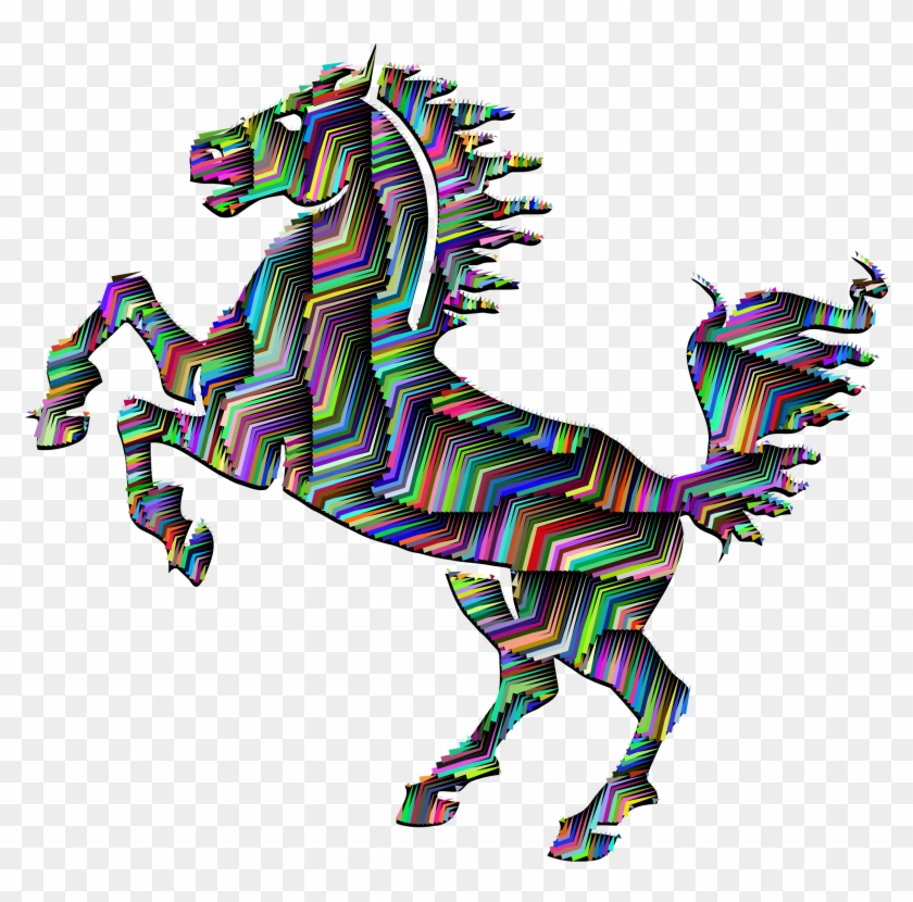 Horse Silhouette Abstract Line Art With Background - Cartoon Black Horse #365235