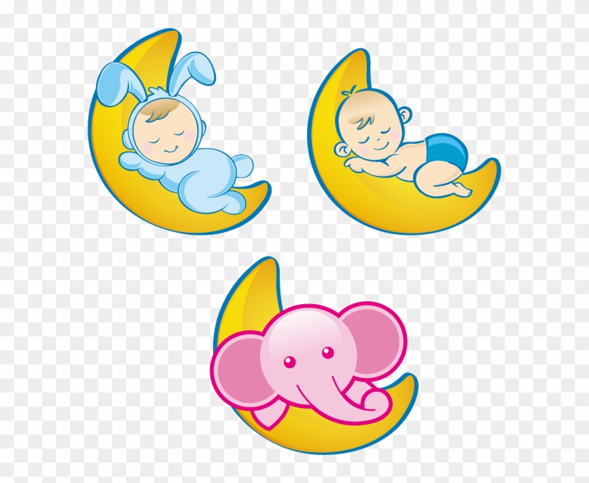 Baby Sleeping On The Moon Vector - Baby Sleeping On The Moon Vector #369923