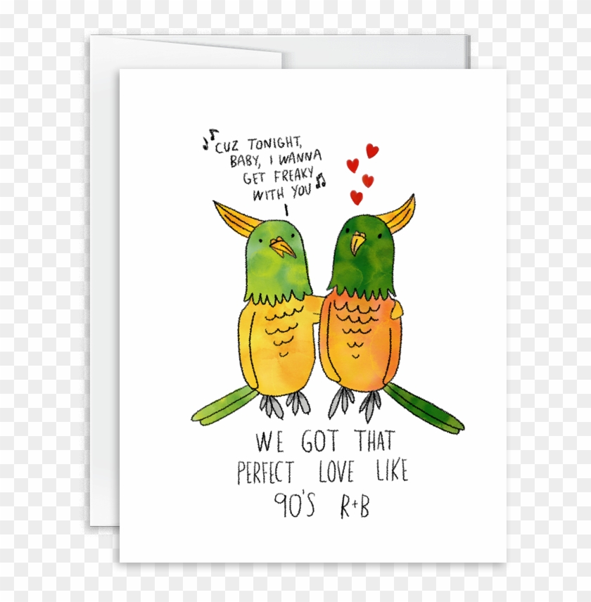 Watercolor Greeting Card For Lovers 90's R N B Birds - Cartoon #370898