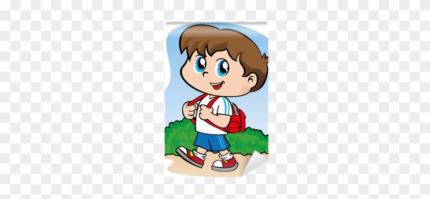 Child Student Walking With Backpack Wall Mural • Pixers® - Niño Con Su Mochila #370939