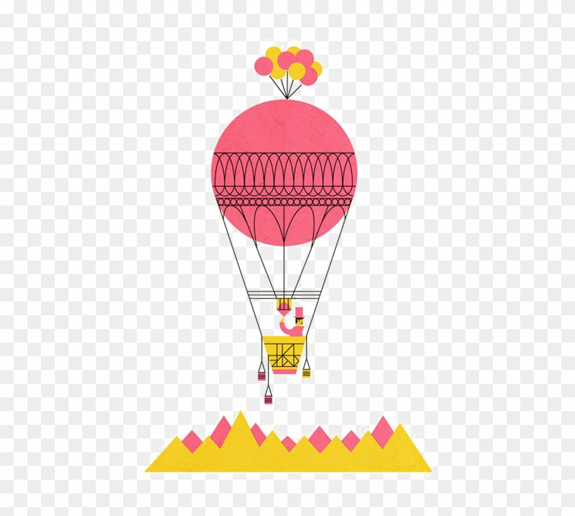 Hot Air Balloon Flight Drawing Illustration - Hot Air Balloon Flight Drawing Illustration #371313