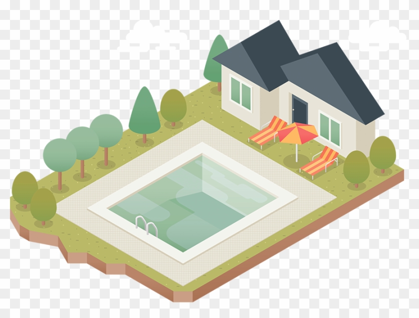At Two Men & A Vacuum, We Know What An Honor It Is - House And Pool Vector #374287