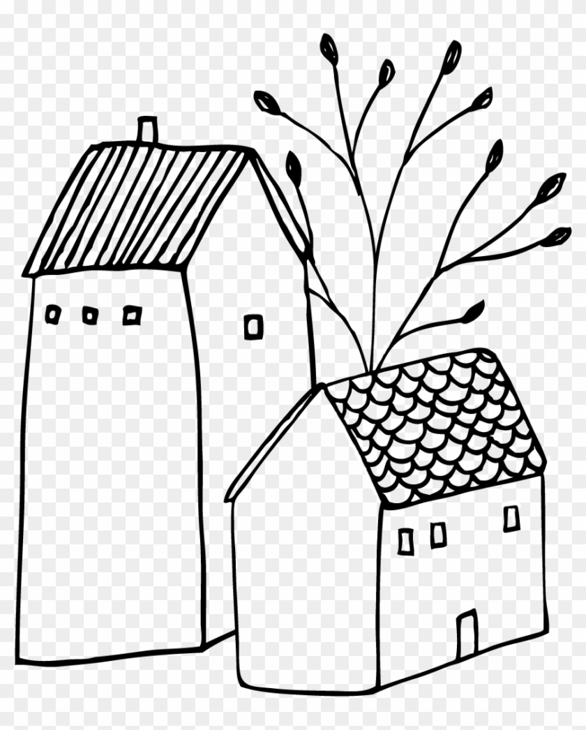 Hand Drawn Clip Art Illustrations Small Town Doodles - House Doodle Png #374762