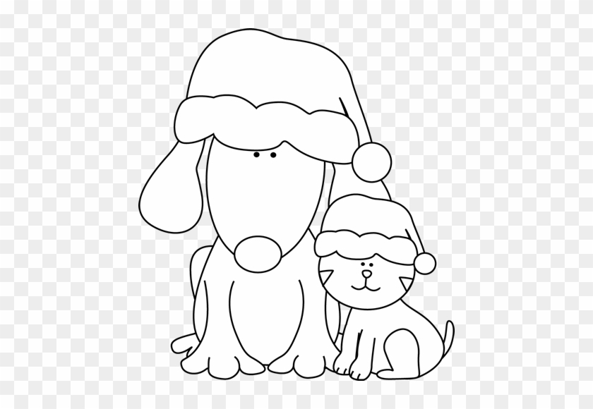 Dog Black And White Black And White Christmas Dog Cat - Dog Christmas Clipart Black And White #374791
