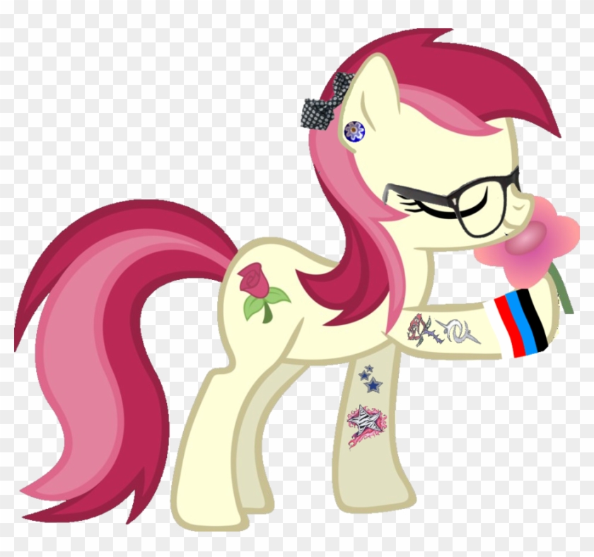 Hipster Roseluck Smelling A Flower By Mylittleroseluck - My Little Pony Rose Luck #376224