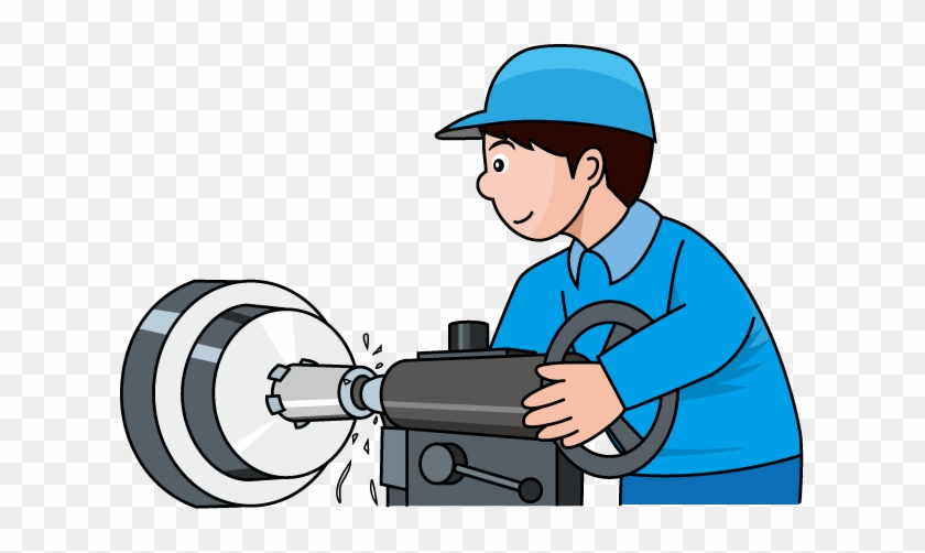Factory Lathe Manufacturing Laborer Clip Art - Lathe Machine Clip Art #376554
