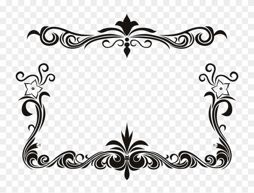 White Floral Border Png Download Image - Black Floral Design Border Png #378782