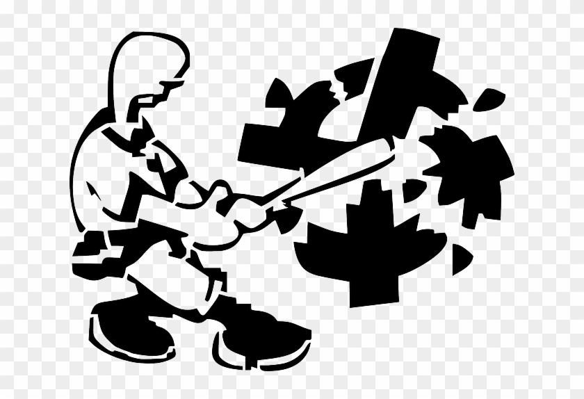 Bat, Outline, Man, Person, Break, Baseball, Political - Smash Fascism #379843
