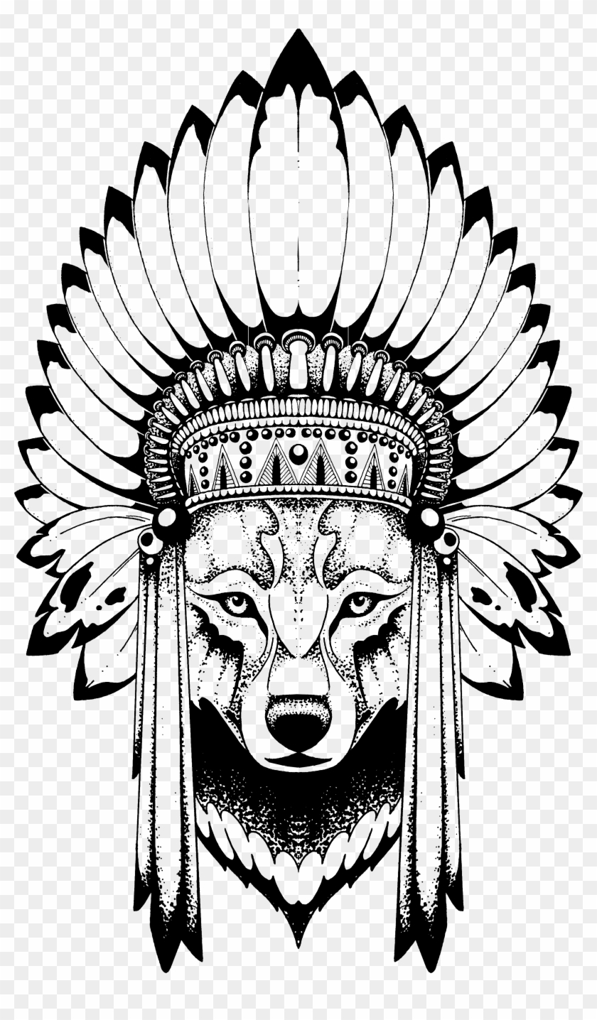 Anastasiya Avina - Wolf With Indian Headdress #381835
