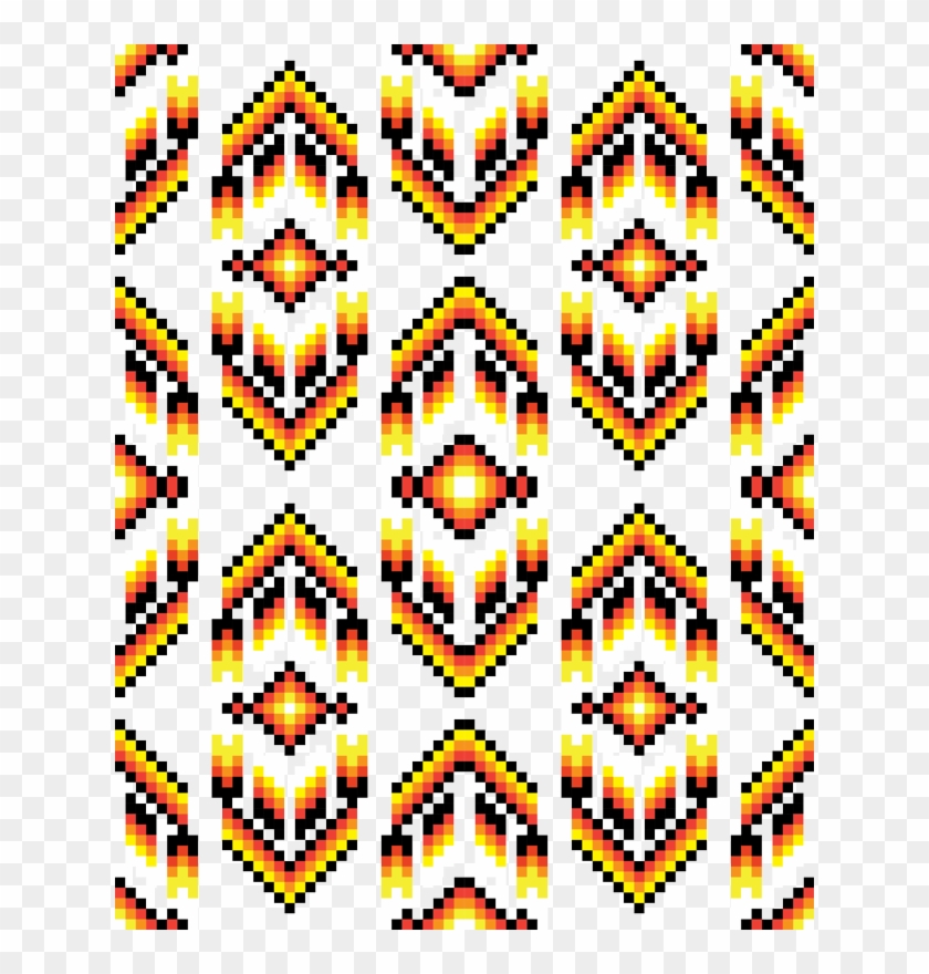 Native American Digital Bead Pattern Black Orange And - Motif #381846