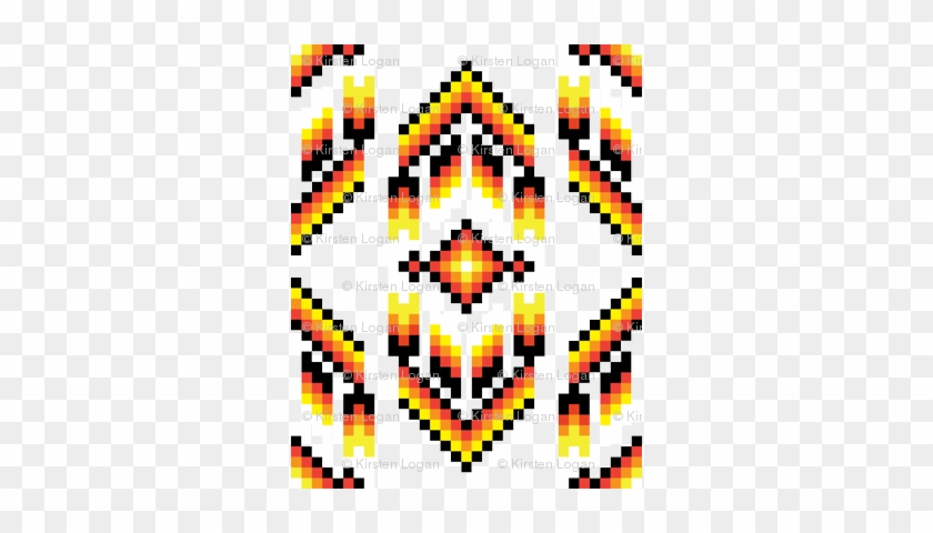 Native American Digital Bead Pattern Black Orange And - Circle #381849