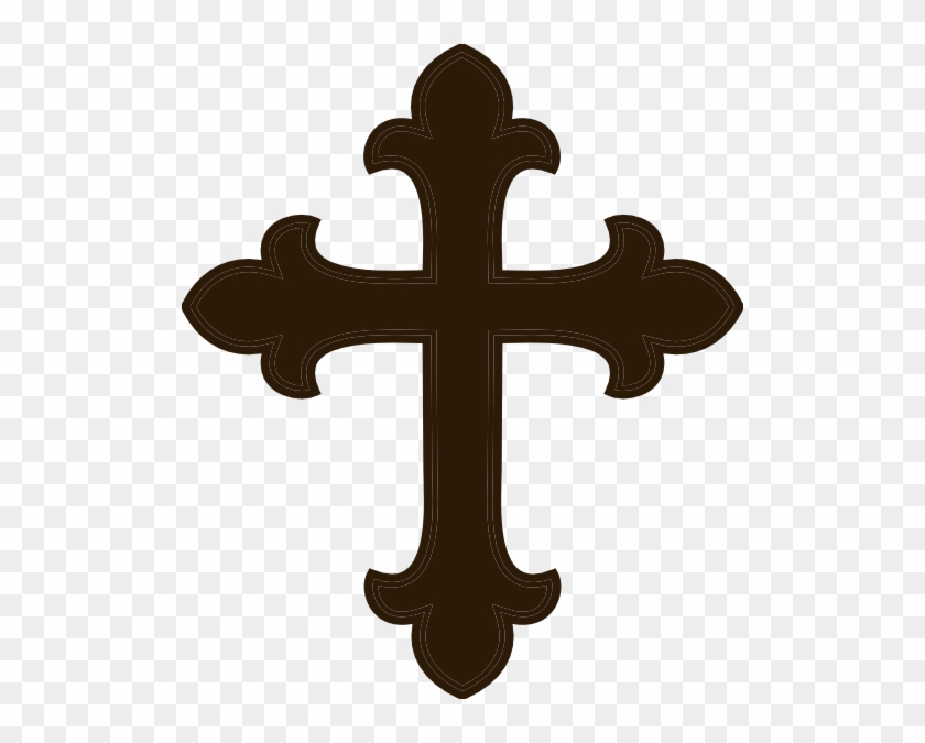 Brown Cross Clip Art At Clker - Decorative Cross Svg #382554