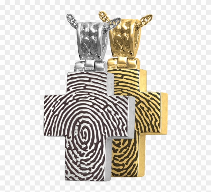 Fingerprint Cremation Jewelry Cross With Filigree Bail #382749