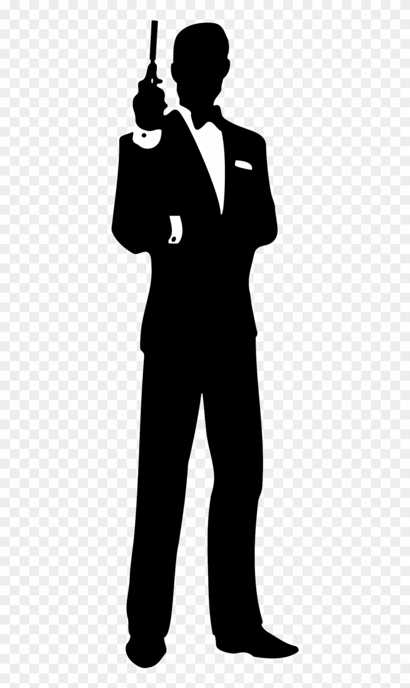 Secret Agent Silhouette Clip Art Download - James Bond Black And White #385909
