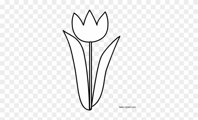 Black And White Tulip Clip Art - Black #61135