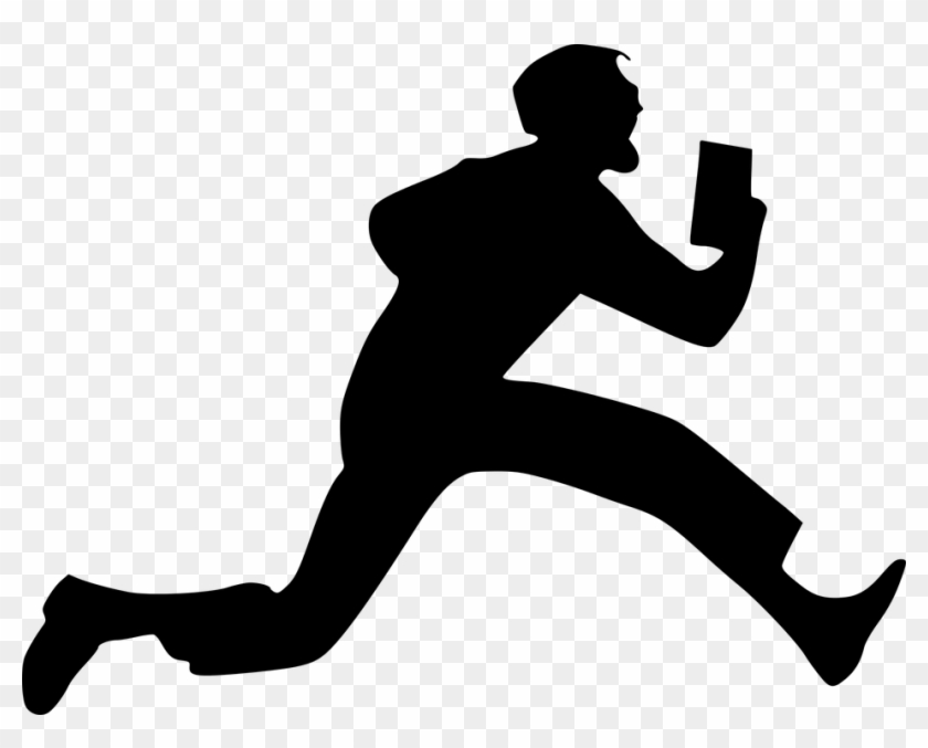 Man Running Holding Book Open Silhouette - Man Running With Book #62388