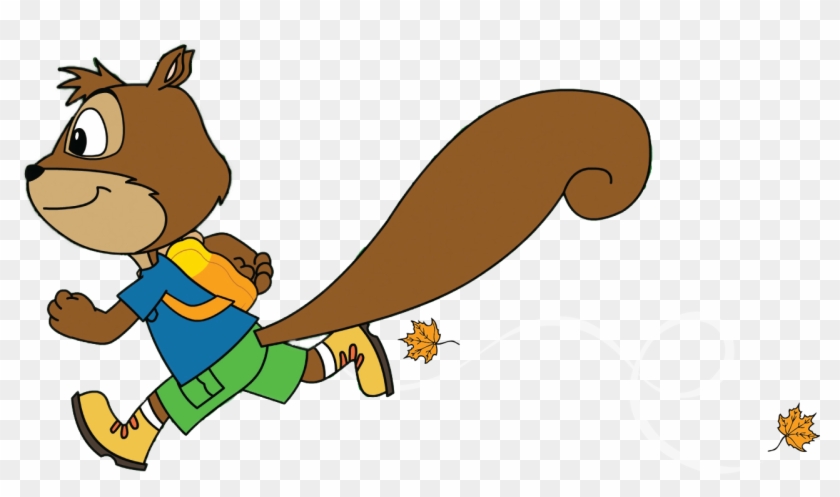 Chipper Running With Leaves - Running #64165