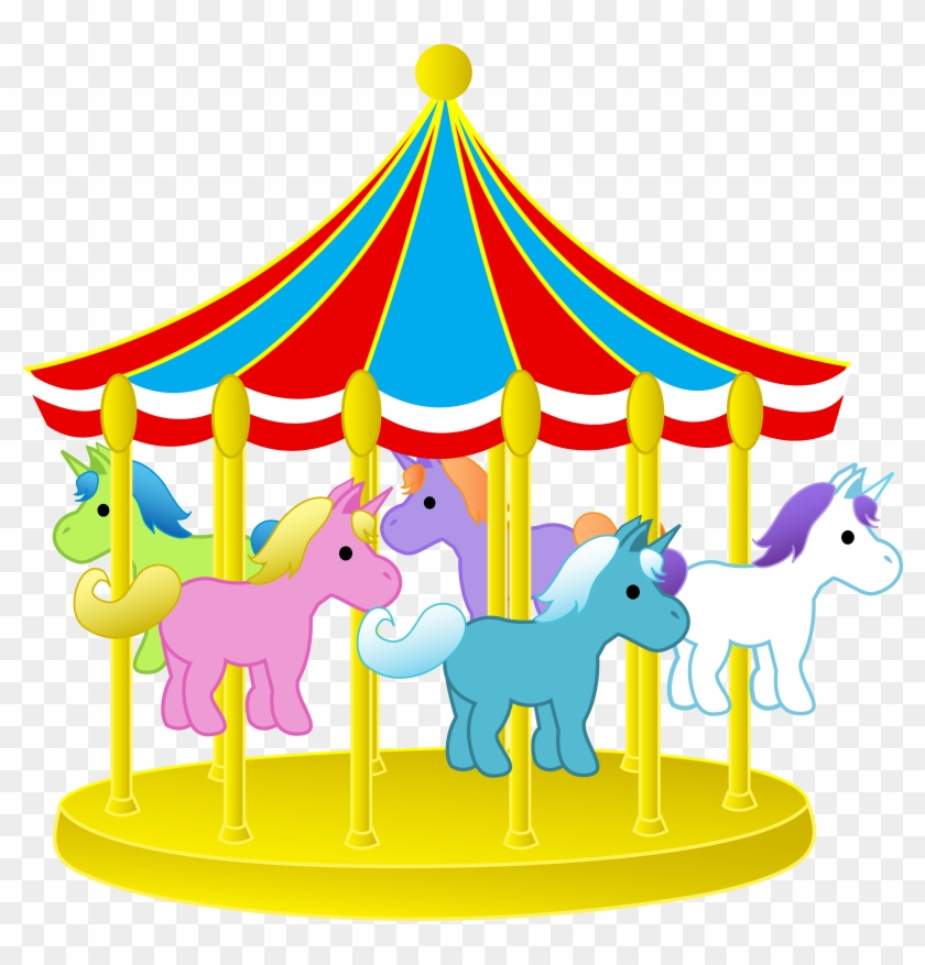Cute Carnival Carousel With Ponies - Carousel Clipart #65867