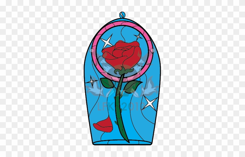 Beauty And The Beast Rose Tattoo By Lady Clipart - Beauty And The Beast Rose Stainedglass Pattern #386101
