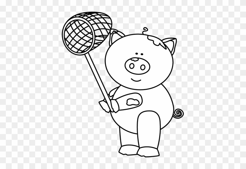 Clipart Sweet Looking Pig Clipart Black And White With - Black N White Pig #388370