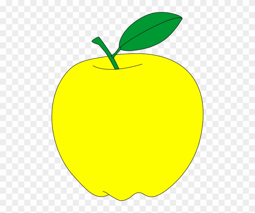 Yellow Apple With Green Leaf Free Vector Clipart - Clip Art #390362