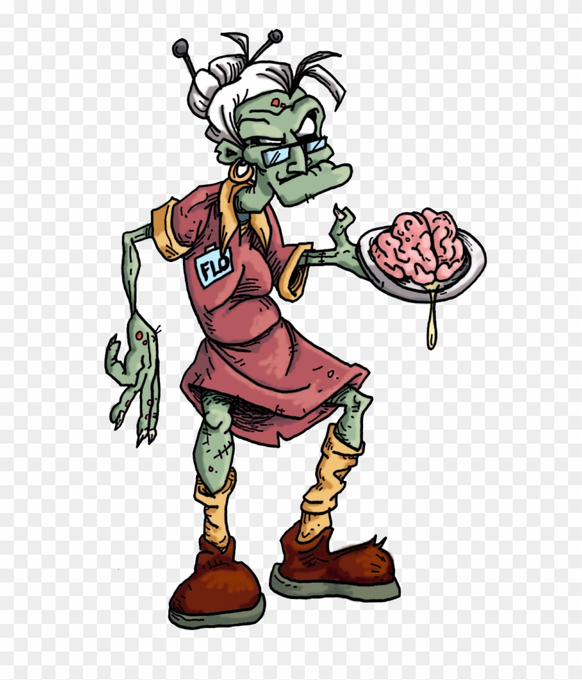 Granny Zombie Flo By Michael Duggan By Trailerparkzombie - Brains... Is On The Menu Sticker #395144