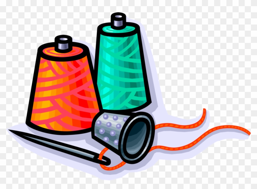 Vector Illustration Of Thimble Fingertip Protector - Linhas E Agulhas Png #397047