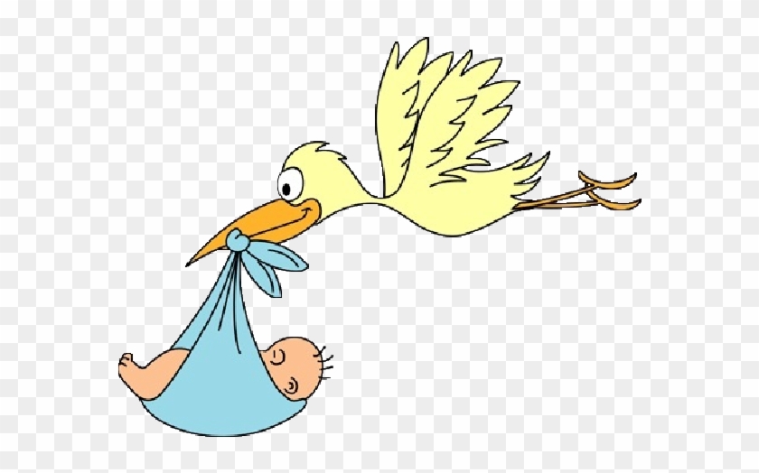 Stork Carrying Baby Boy Cartoon Clip Art Images - Stork And Baby Png #397060