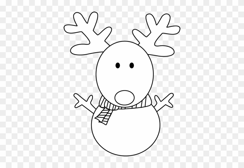 Black And White Reindeer Snowman Clip Art Black And - Cartoon Snowman Black And White #397527
