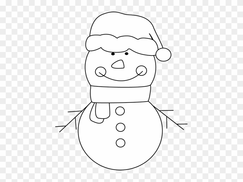 Black And White Christmas Snowman Clip Art - Cute Snowman Clipart Black And White #397541