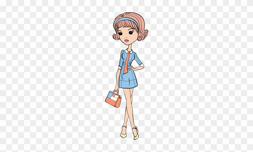 Clipart Çantalı Mini Etekli Bayan - Cartoon #397891