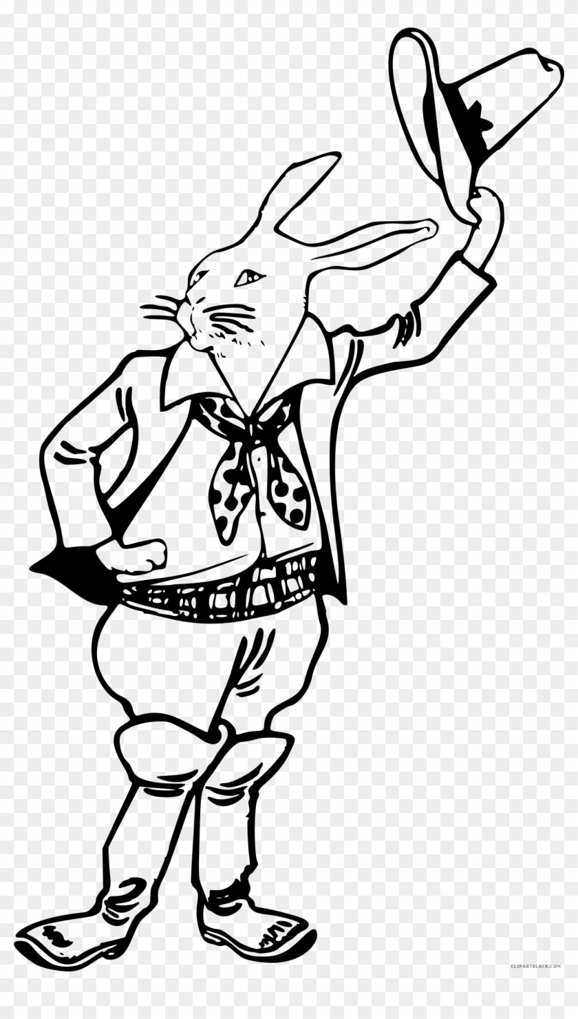 Rabbit Outline Animal Free Black White Clipart Images - Cowboy #399146