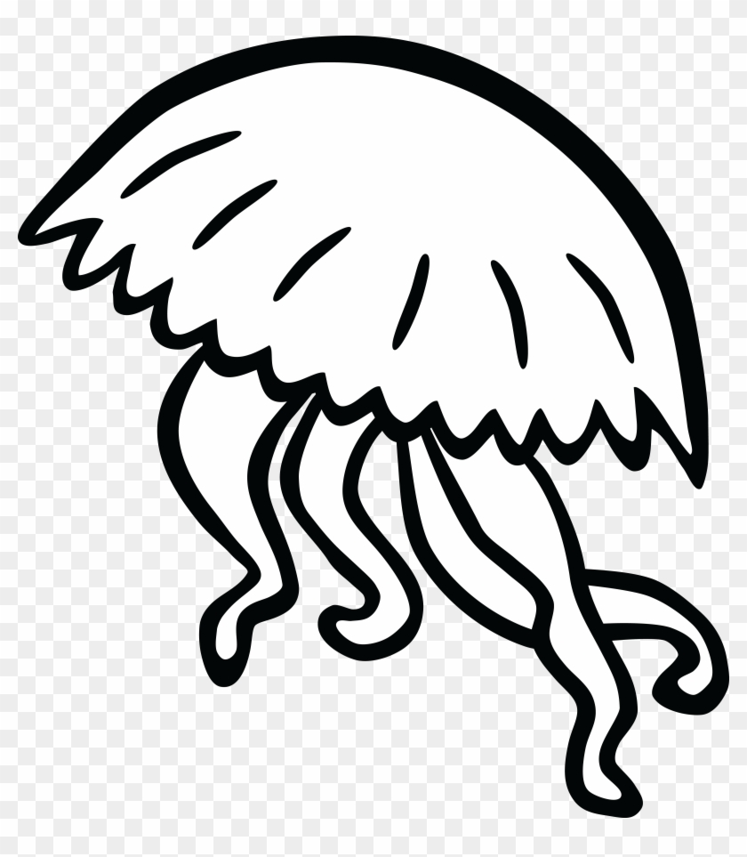 Free Clipart Of A Black And White Jellyfish - Jellyfish Clipart Black And White #399158