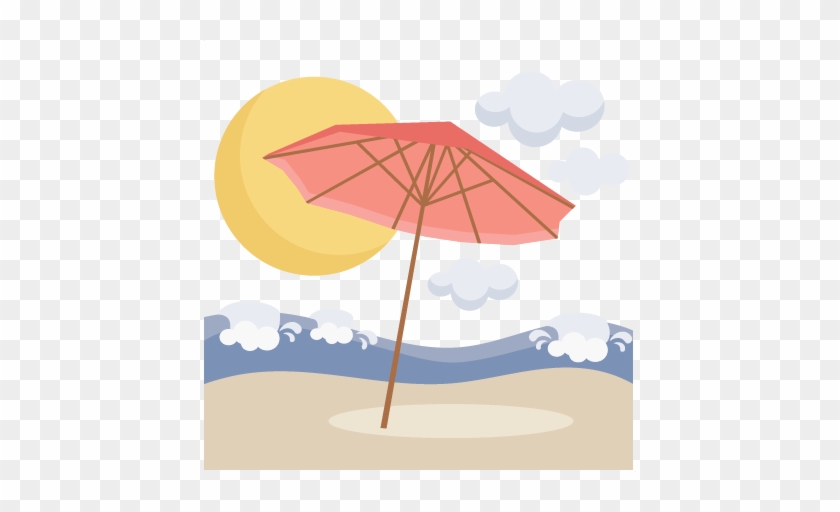 Beach Umbrella Scene Svg Scrapbook Cut File Cute Clipart - Cute Beach Clipart #400039