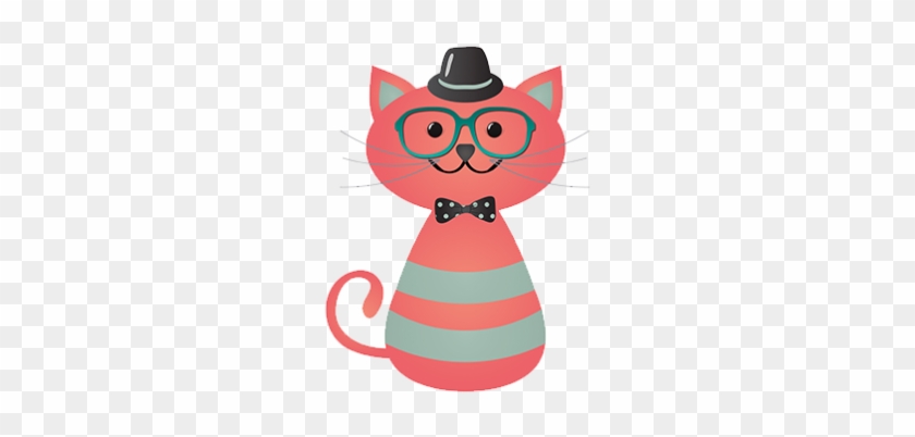 Cat With Glasses - Rikki Knight Pink Cat Saying Hello - On Beautiful Artistic #402678