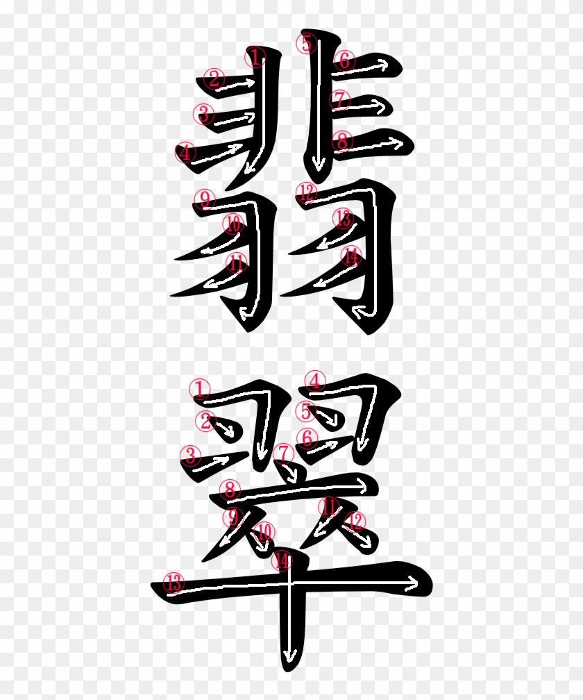 Kanji Stroke Order For 翡翠 - Jade #404427