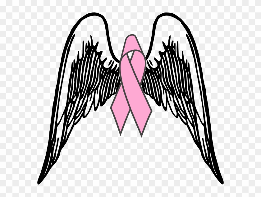 Breast Cancer Ribbon With Wings Clipart #405664