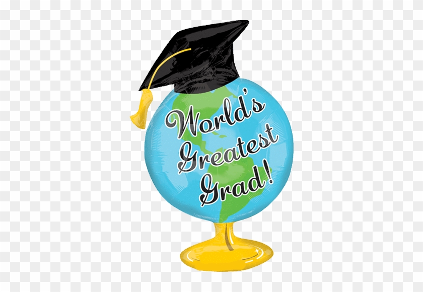 32" Large Shape Greatest Grad Globe Balloon - Mylar #406275