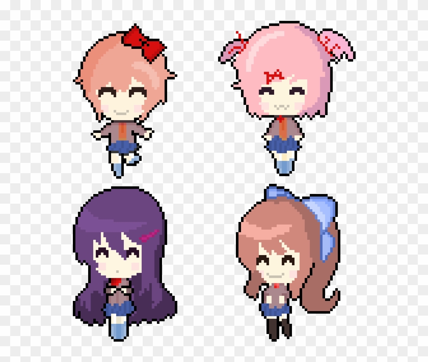 Doki Doki Literature Club - Ddlc Yuri Pixel Art #411313
