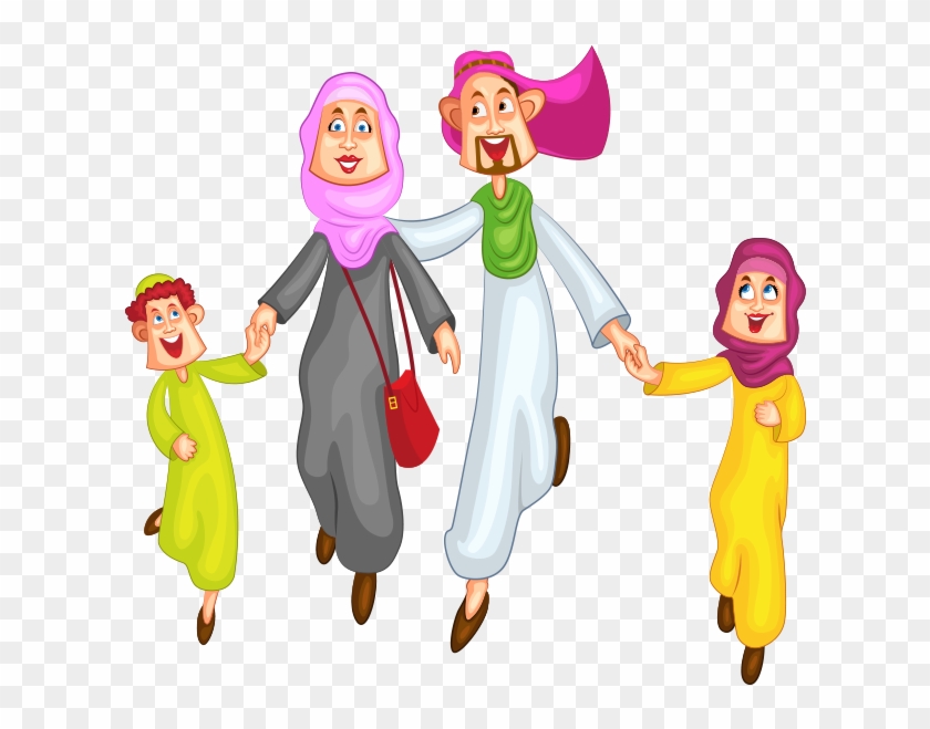 Clipart Yürüyüş Yapan Müslüman Aile - Cartoon #416656