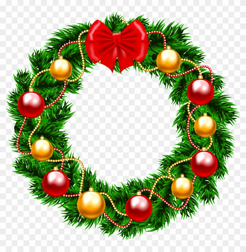 Holley Clipart Christmas Wreath Pencil And In Color - Christmas Wreath Clip Art #418017