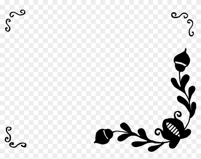 Flower Drawing Clip Art - Flower Frame Black And White Png #419388