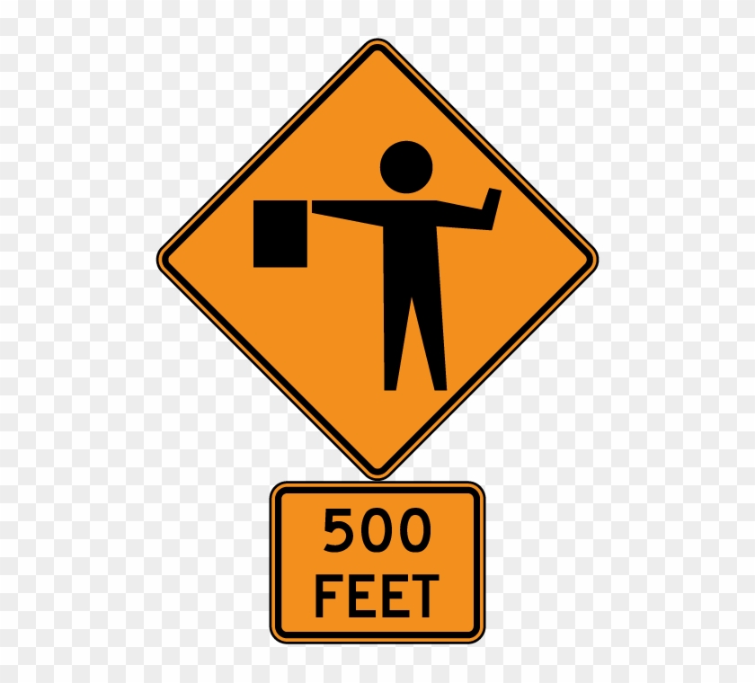 Flagger Ahead Sign - Flagger Ahead Sign #419612