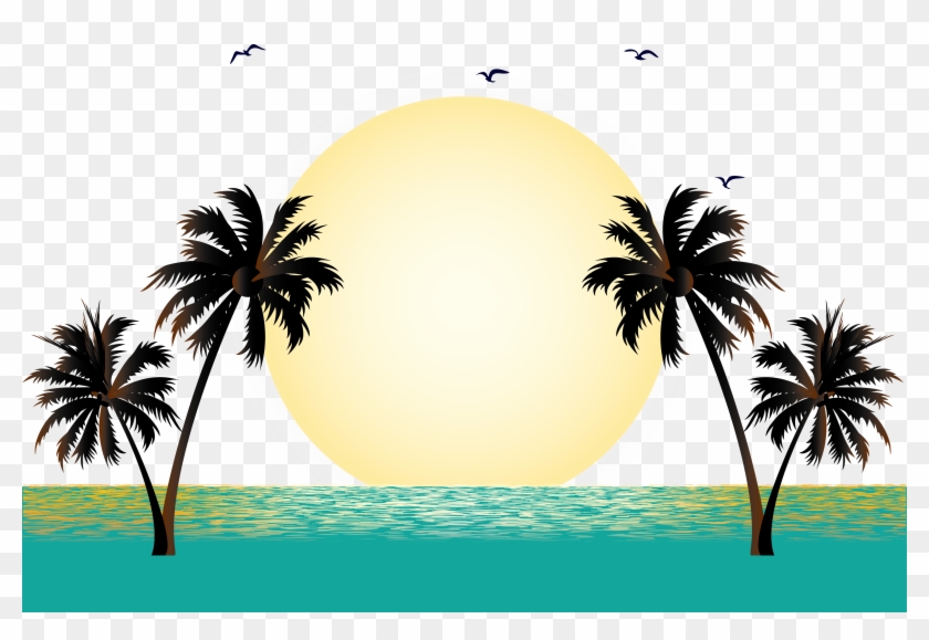 Summer Vacation Beach - Palm Tree Silhouette Clip Art #420410