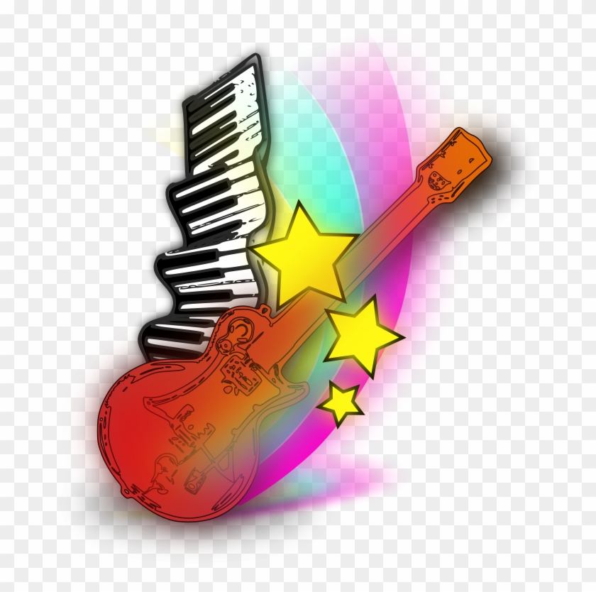 Music Note Clip Art Free - Music Keyboard And Guitar #69257