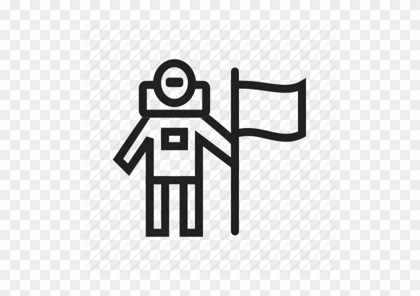 Astronaut, Flag, Landing, Man, Moon, Space, Success - Astronaut On The Moon Icon #71456
