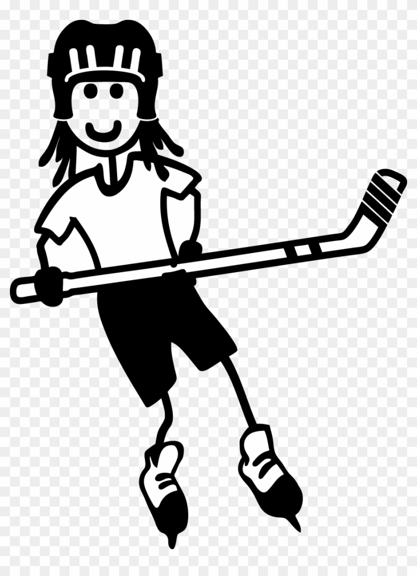 Girl Hockey Stick Girl Female Child Sticker Decal Car - Stick Figure Hockey Player #75684